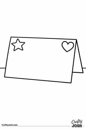 Blank desk name card decorated with a star and a heart