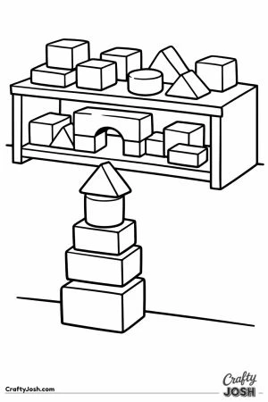 Block corner with a tower built on the floor
