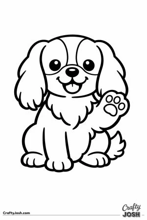 Cavalier sitting and offering a paw