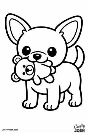 Chihuahua carrying a teddy bear in its mouth