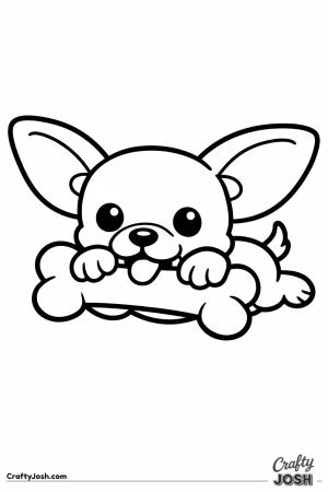 Chihuahua chewing a bone while lying down
