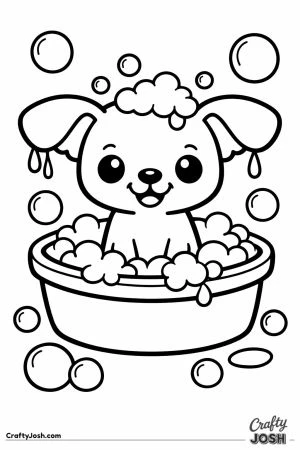 Chihuahua having a bubbly bath in a tub