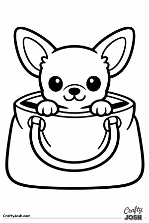 Chihuahua puppy sitting inside a handbag