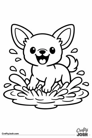 Chihuahua splashing in a puddle