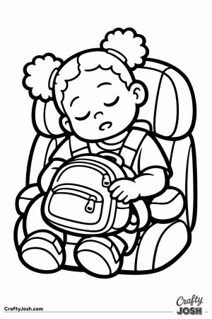 Child fast asleep in the car seat after school