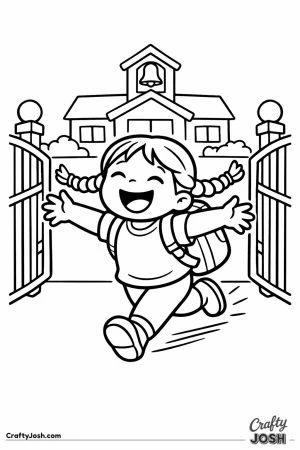 Child running out through the school gate at home time