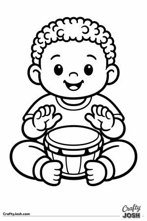 Child sitting cross legged with a drum on their knees