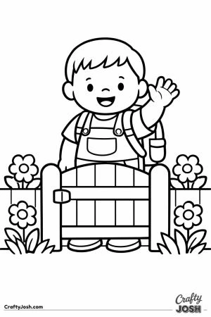 Child waving back over the garden gate