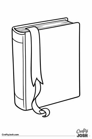 Closed book with a long ribbon bookmark hanging down