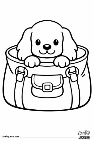 Cocker spaniel puppy sitting inside a handbag