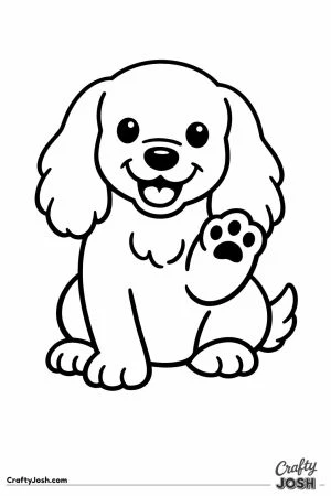 Cocker spaniel sitting and offering a paw