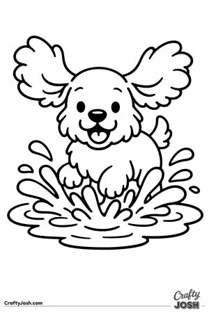 Cocker spaniel splashing in a puddle