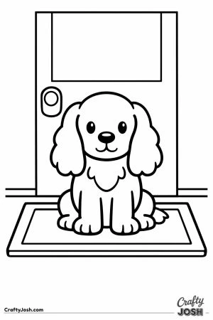 Cocker spaniel waiting on the doormat by the door