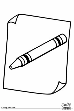 Crayon resting on a blank sheet of paper