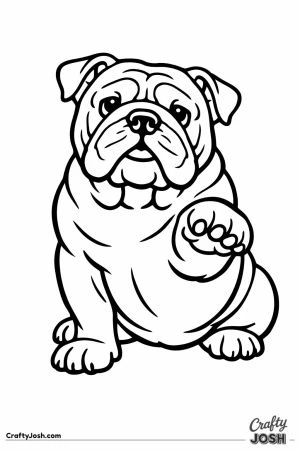 English bulldog lifting one paw to shake hands