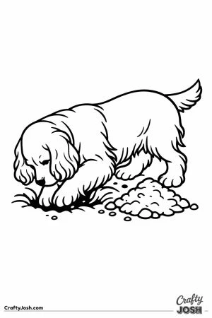 English cocker spaniel digging a hole with both front paws