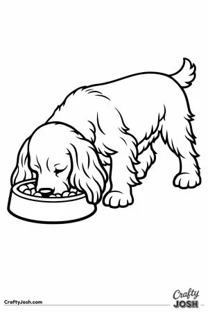 English cocker spaniel eating with its ears falling forward