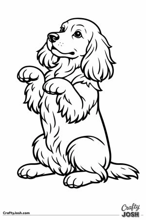 English cocker spaniel sitting back with both front paws lifted