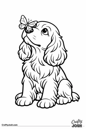 English cocker spaniel with a butterfly resting on its muzzle