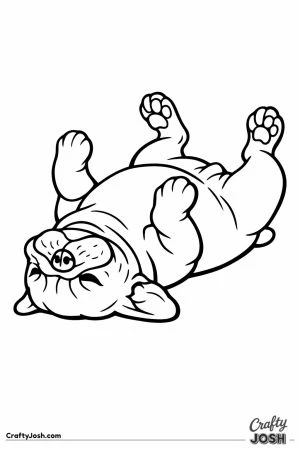 French bulldog rolling onto its back with legs in the air