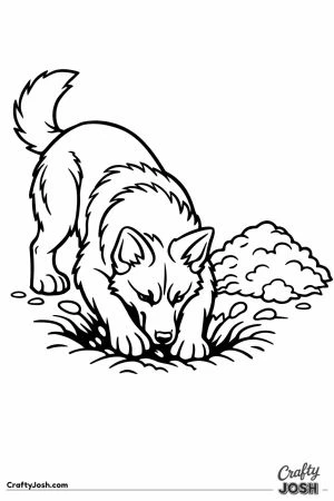 German shepherd digging a hole with both front paws