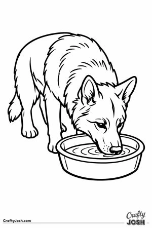 German shepherd drinking from a wide water bowl