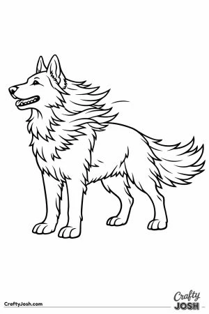 German shepherd facing into the wind with its ruff blown back