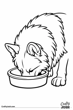 German shepherd with its head lowered into a food bowl