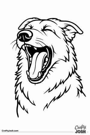 German shepherd yawning with its muzzle open wide