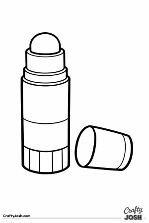 Glue stick standing up with its cap resting beside it