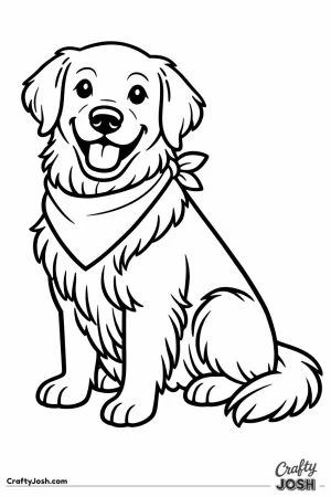 Golden retriever wearing a folded bandana