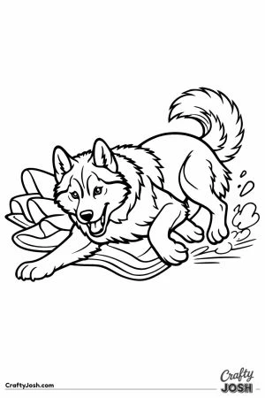 Husky skidding round a corner and rucking up the rug