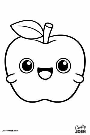 Kawaii apple with a leaf and two tiny arms