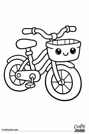 Kawaii bicycle with a smiling basket on the front