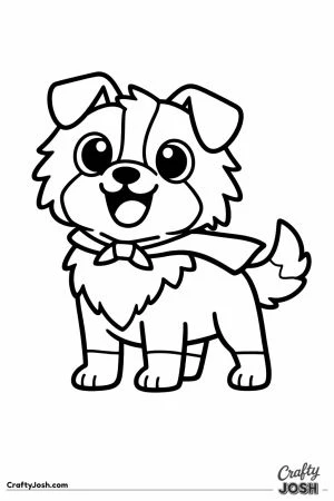 Kawaii border collie wearing a little cape