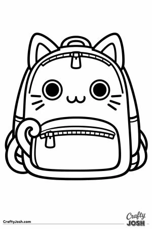 Kawaii cat backpack with a tail curling round the strap