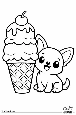 Kawaii chihuahua with a giant ice cream cone