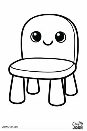 Kawaii classroom chair standing shyly on four legs