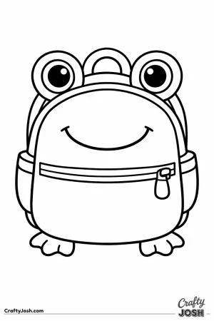 Kawaii frog backpack with eyes bulging over the top