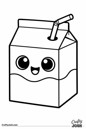 Kawaii milk carton with a straw poking out