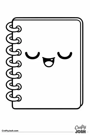 Kawaii notebook with a sleepy closed eye face