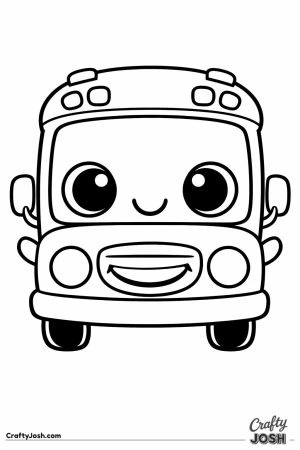 Kawaii school bus with two tiny arms and a smile