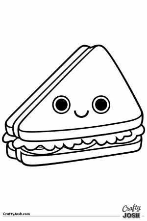 Kawaii triangle sandwich with wavy lettuce edges