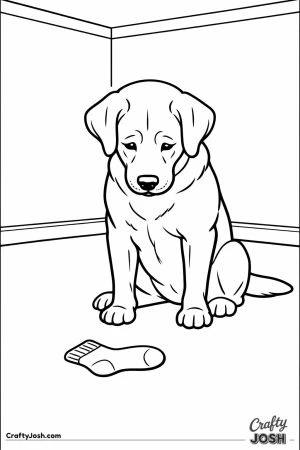 Labrador guarding the one sock it chose to steal