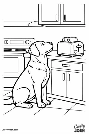 Labrador watching the toaster and waiting for the toast