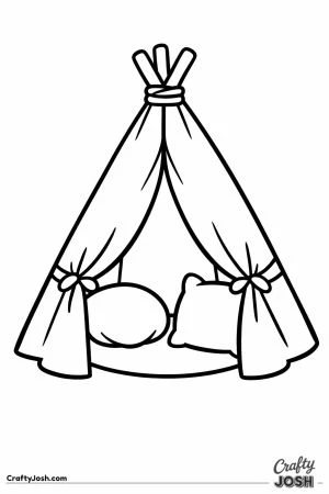 Little reading tent with its flap tied open