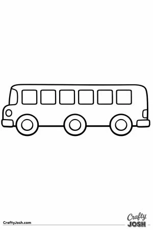 Long school bus stretching across the page