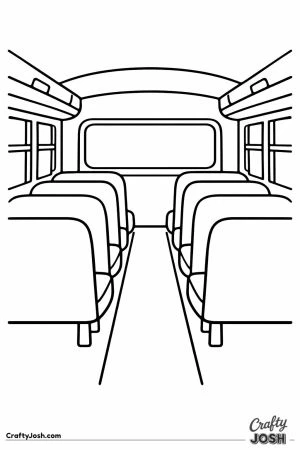 Looking down the aisle inside a school bus