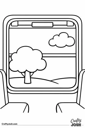 Looking out of a school bus window at a tree and cloud