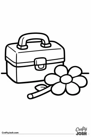 Lunchbox and a flower sitting together on a desk